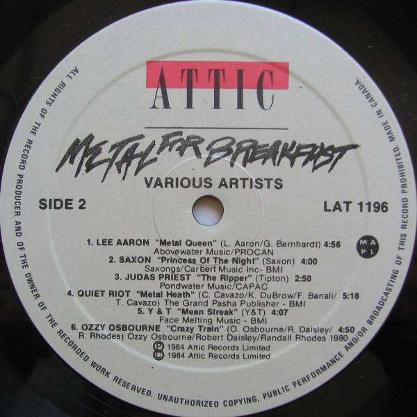 Various - Metal For Breakfast [Vinyl] | Attic (LAT 1196) - 4