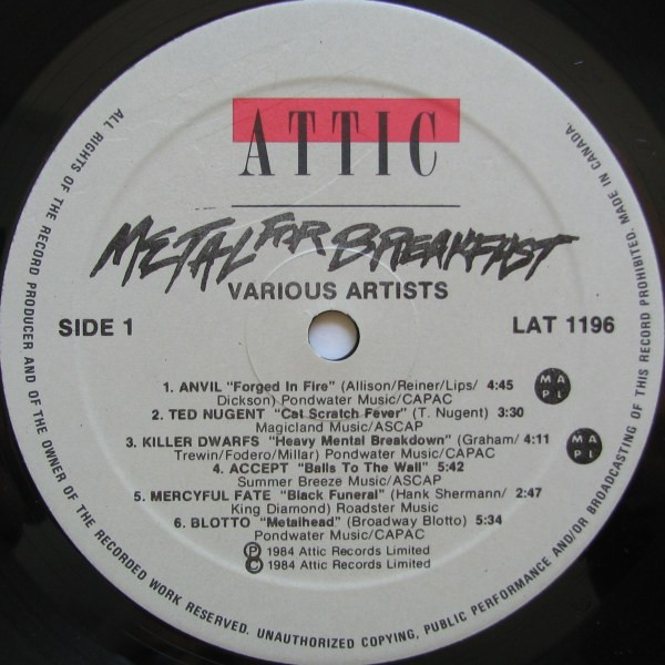 Various - Metal For Breakfast [Vinyl] | Attic (LAT 1196) - 3