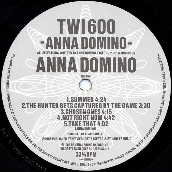 Anna Domino - Anna Domino | Les Disques Du Crépuscule (TWI 600) - 4 Anna Domino - Anna Domino | Les Disques Du Crépuscule (TWI 600) - 4
