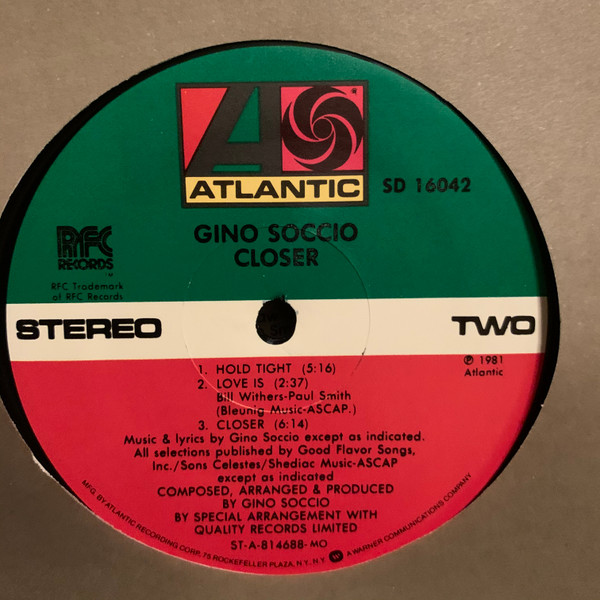 Gino Soccio - Closer | Atlantic (SD 16042) - 4