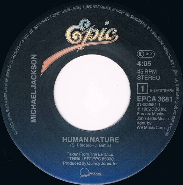 Michael Jackson - Human Nature | Epic (EPCA 3681) - 3