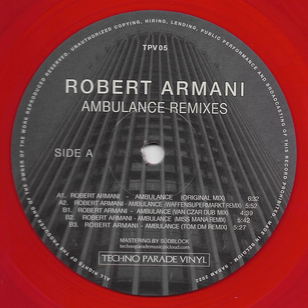 Robert Armani - Ambulance Remixes | Techno Parade Vinyl (TPV 05)