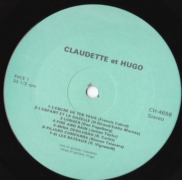 Claudette Lagacé Et Hugo Pamcos - Voix Et Guitare Harpe Et Guitare | Not On Label (Claudette Lagacé Self-released) (CH-4656) - 3