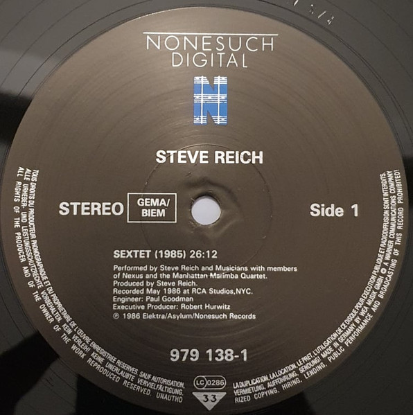 Steve Reich - Sextet / Six Marimbas | Nonesuch (979 138-1) - 3