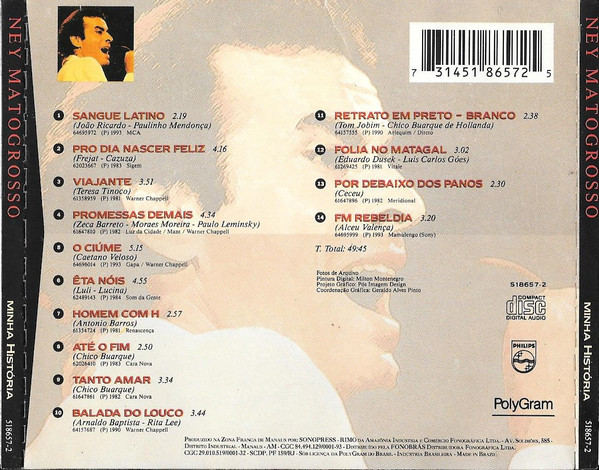Ney Matogrosso - Minha História (14 Sucessos) | Philips (518657-2) - 2