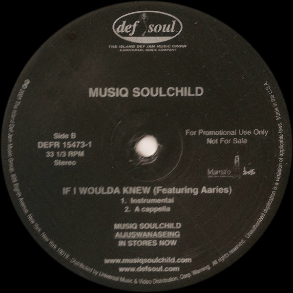 Musiq Soulchild Feat. Aaries - If I Woulda Knew | Def Soul (DEFR 15473-1) - 2