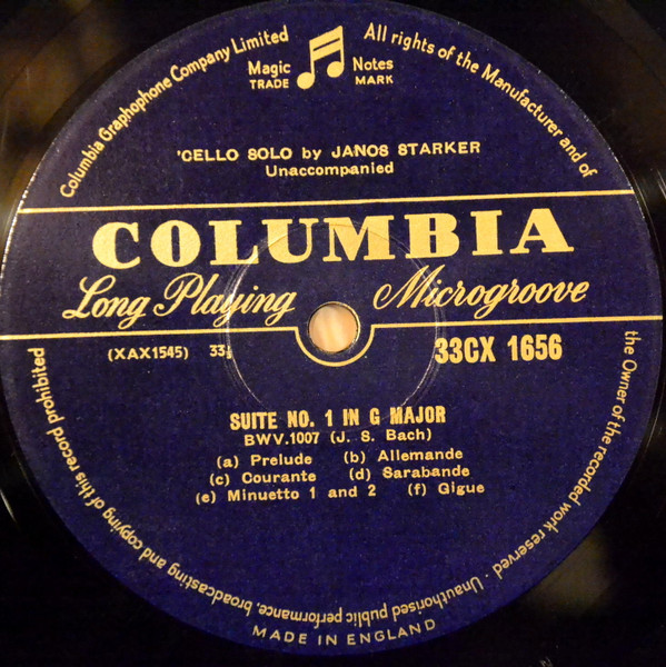 Janos Starker , Johann Sebastian Bach - Suites For Unaccompanied Cello - No. 1 In G Major / No. 3 In C Major | Columbia (33CX 1656) - 4