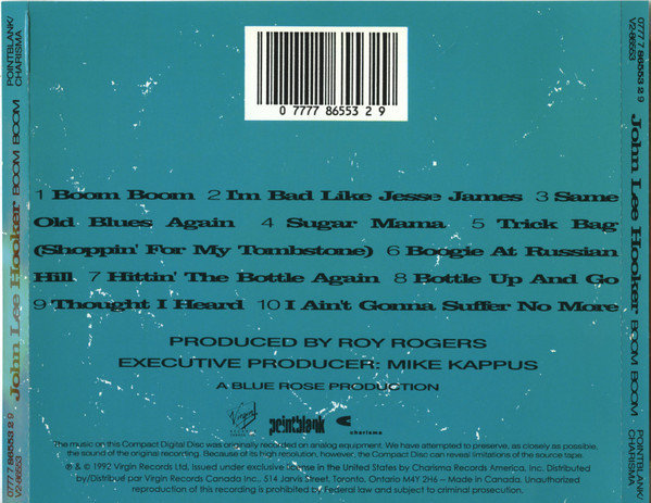 John Lee Hooker - Boom Boom [CD] | Virgin (V2-86553) - 2