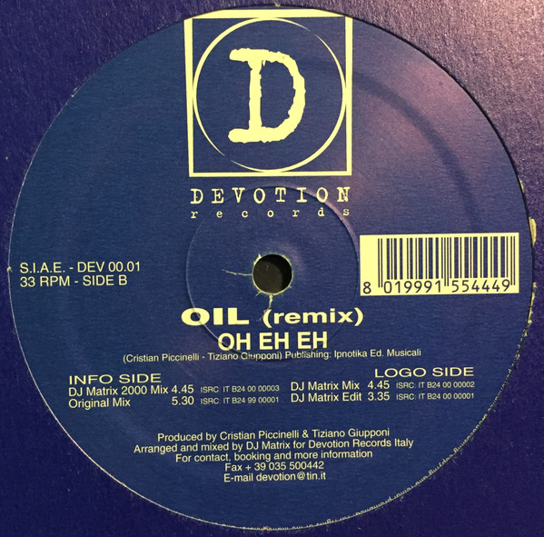 Oil - Oh Eh Eh (Remix) | Devotion Records (DEV 00.01) - main Oil - Oh Eh Eh (Remix) | Devotion Records (DEV 00.01) - main