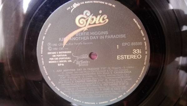 Bertie Higgins - Just Another Day In Paradise | Epic (EPC 85595) - 2