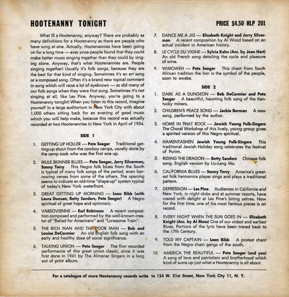 Various - Hootenanny Tonight! | Hootenanny Records (HLP 201) - 2 Various - Hootenanny Tonight! | Hootenanny Records (HLP 201) - 2