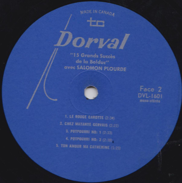 Salomon Plourde - 15 Grands Succès De La Bolduc | Dorval (DVL-1601) - 4