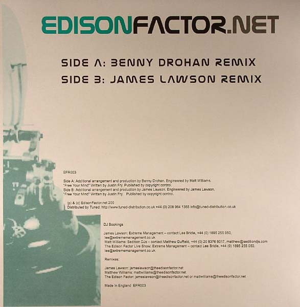 Justin Fry - Free Your Mind | Edison Factor.net Records (EFR003) - 2 Justin Fry - Free Your Mind | Edison Factor.net Records (EFR003) - 2