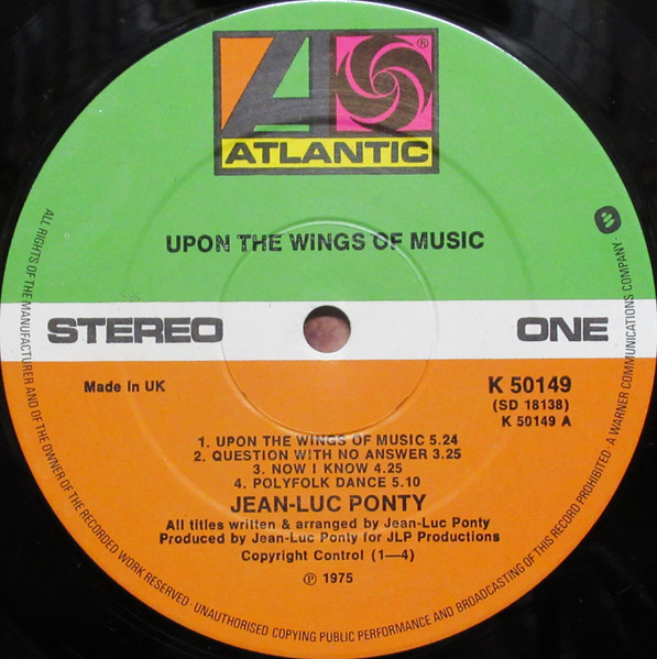 Jean-Luc Ponty - Upon The Wings Of Music | Atlantic (K 50149) - 3