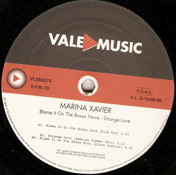 Marina Xavier - Blame It On The Bossa Nova / Stange Love | Vale Music (VLMX074)