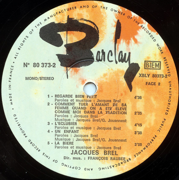 Jacques Brel - J'Arrive | Barclay (80 373) - 4 Jacques Brel - J'Arrive | Barclay (80 373) - 4