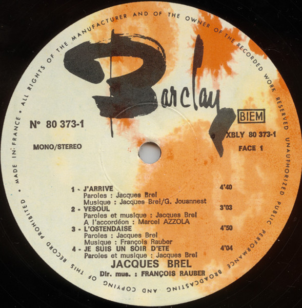 Jacques Brel - J'Arrive | Barclay (80 373) - 3 Jacques Brel - J'Arrive | Barclay (80 373) - 3