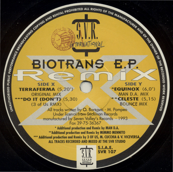 Biotrans - Biotrans E.P. (Remix) | S.V.R. International (SVR 107) - main Biotrans - Biotrans E.P. (Remix) | S.V.R. International (SVR 107) - main