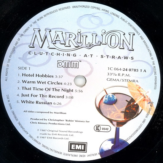 Marillion - Clutching At Straws | EMI (1C 064 2407851) - 3