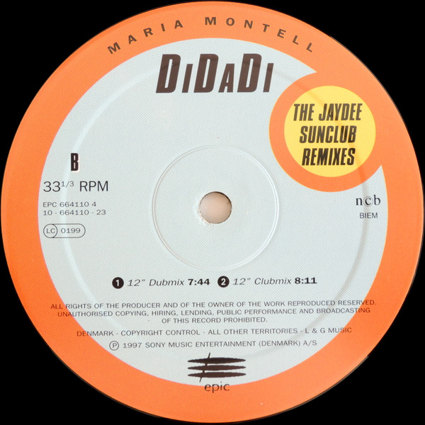 Maria Montell - DiDaDi (The Jaydee Sunclub Remixes) | Epic (EPC 664110.4) - 4