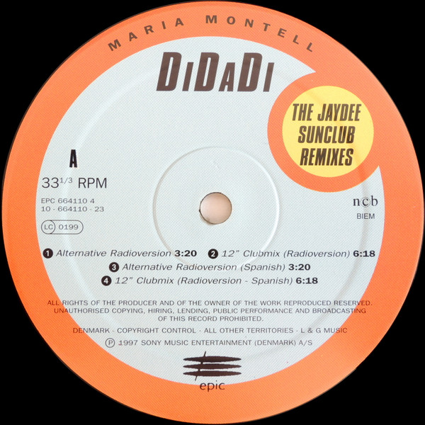 Maria Montell - DiDaDi (The Jaydee Sunclub Remixes) | Epic (EPC 664110.4) - 3