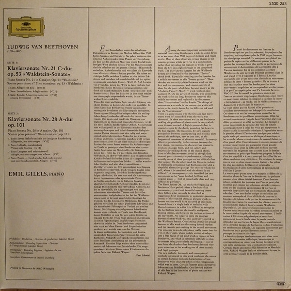 Ludwig van Beethoven - Emil Gilels - Waldsteinsonate, op. 53 / Sonate Nr. 28, Op. 101 | Deutsche Grammophon (2530 253) - 2