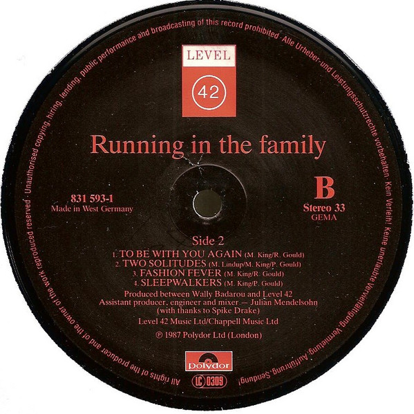 Level 42 - Running In The Family | Polydor (831 593-1) - 4 Level 42 - Running In The Family | Polydor (831 593-1) - 4