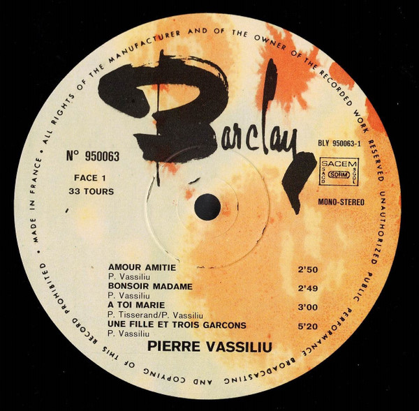 Pierre Vassiliu - Amour Amitié | Barclay (950063) - 3