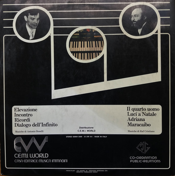Antonio Boselli / Raf Cristiano - Incontro 1 | C.E.M.I. World (020001/2500 - 33 LPS 001) - 2