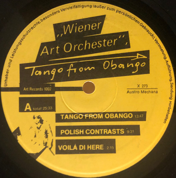 Vienna Art Orchestra - Tango From Obango | Art Records (1002) - 3 Vienna Art Orchestra - Tango From Obango | Art Records (1002) - 3