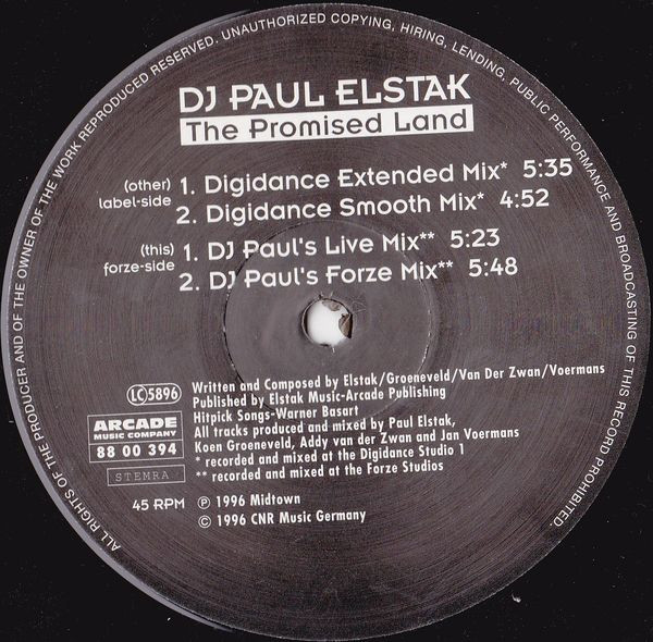 Paul Elstak - The Promised Land | CNR Music Germany (88 00 394)