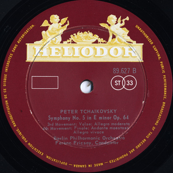 Pyotr Ilyich Tchaikovsky • Berliner Philharmoniker • Ferenc Fricsay - Symphony No. 5 E Minor Op. 64 [Vinyl] | Heliodor (89.627) - 4