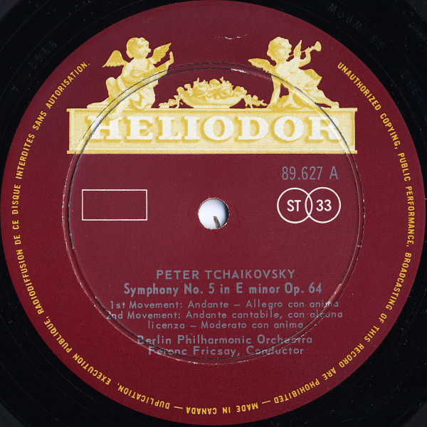 Pyotr Ilyich Tchaikovsky • Berliner Philharmoniker • Ferenc Fricsay - Symphony No. 5 E Minor Op. 64 [Vinyl] | Heliodor (89.627) - 3