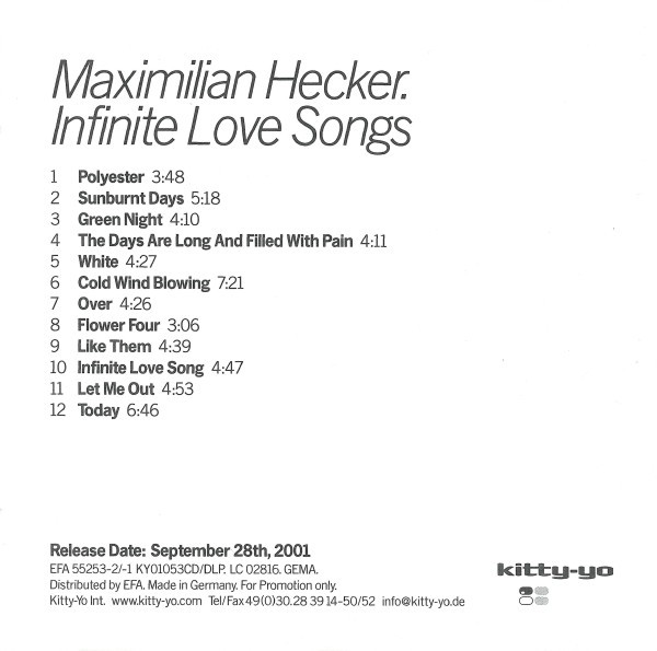 Maximilian Hecker - Infinite Love Songs | Kitty-Yo (KY01053CD) - 2