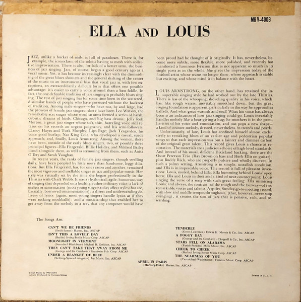 Ella Fitzgerald And Louis Armstrong - Ella And Louis | Verve Records (MG V-4003) - 2 Ella Fitzgerald And Louis Armstrong - Ella And Louis | Verve Records (MG V-4003) - 2