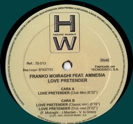 Frank 'O Moiraghi Feat. Amnesia - Love Pretender | House Works (76-013)