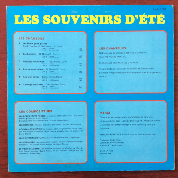 Francine Graham - Les Souvenirs d'Été | Dane (DANE LP 7502) - 2