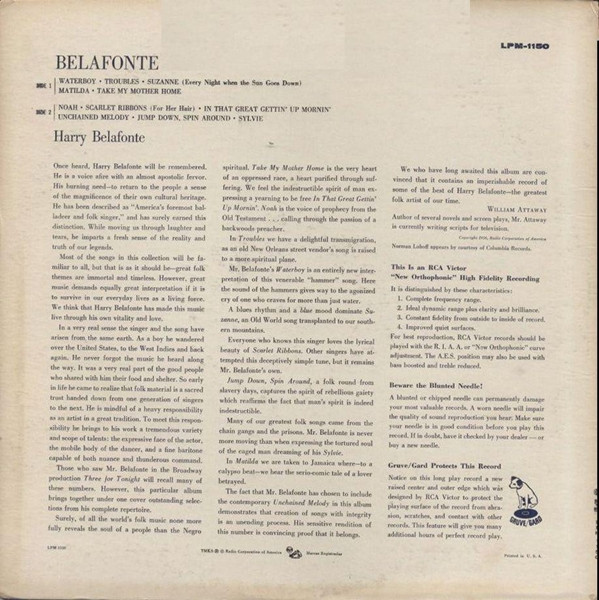 Harry Belafonte - Belafonte | RCA Victor (LPM-1150) - 2 Harry Belafonte - Belafonte | RCA Victor (LPM-1150) - 2