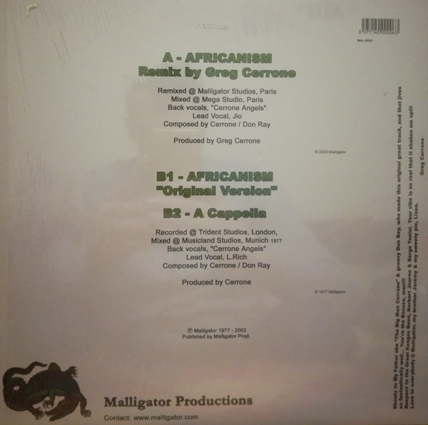 Greg Cerrone Vs Kongas - Africanism / Gimme Some Lovin' (Remix) | Malligator (MAL-50301) - 2 Greg Cerrone Vs Kongas - Africanism / Gimme Some Lovin' (Remix) | Malligator (MAL-50301) - 2