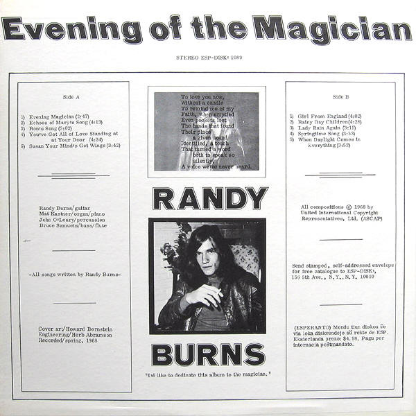 Randy Burns - Evening Of The Magician | ESP-Disk' (1089) - 2 Randy Burns - Evening Of The Magician | ESP-Disk' (1089) - 2