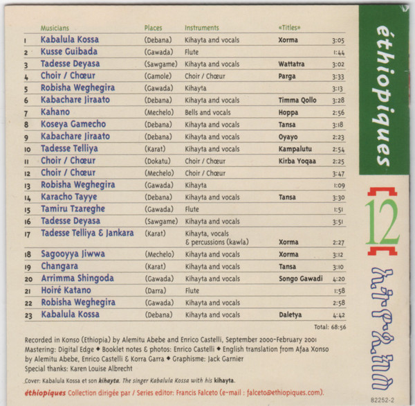 Various - Éthiopiques 12: Konso Music And Songs - Kirba Afaa Xonso | Buda Musique (82252-2) - 4 Various - Éthiopiques 12: Konso Music And Songs - Kirba Afaa Xonso | Buda Musique (82252-2) - 4