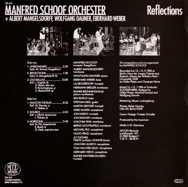 Manfred Schoof Orchester + Albert Mangelsdorff , Wolfgang Dauner , Eberhard Weber - Reflections | Mood Records (28.641) - 2