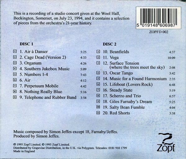 Penguin Cafe Orchestra - Concert Program | Zopf (ZOPFD 002) - 3