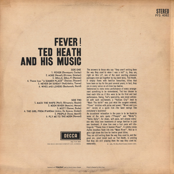 Ted Heath And His Music - Fever! | Decca (PFS 4082) - 2 Ted Heath And His Music - Fever! | Decca (PFS 4082) - 2