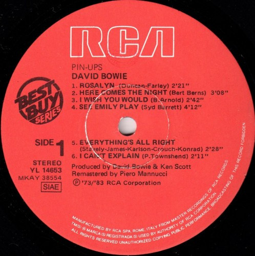 David Bowie - Pinups | RCA (YL 14653) - 3