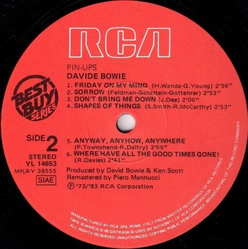 David Bowie - Pinups | RCA (YL 14653) - 4