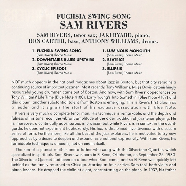 Sam Rivers - Fuchsia Swing Song | Blue Note (TOCJ-4184) - 2