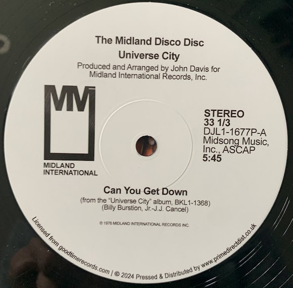 Universe City - Can You Get Down / Serious | Midland International (DJL101677P) - 3