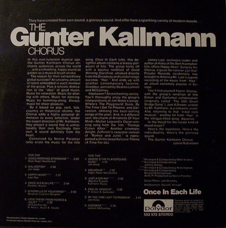 Günter Kallmann Chor - Once In Each Life | Polydor (583 573) - 2