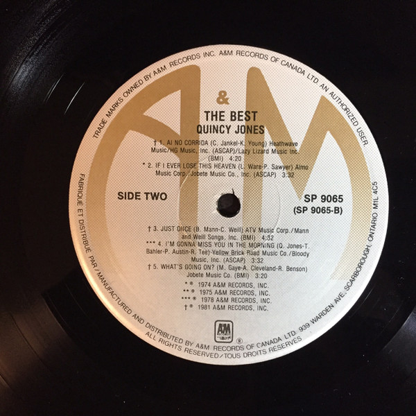 Quincy Jones - The Best [Vinyl] | A&M Records (SP 9065) - 4